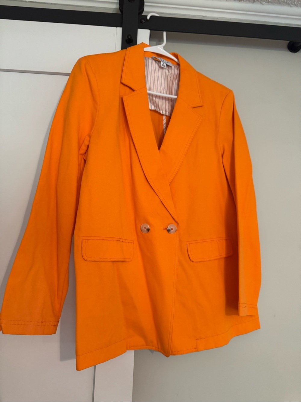 Current Air Vibrant Orange Double-Breasted Blazer